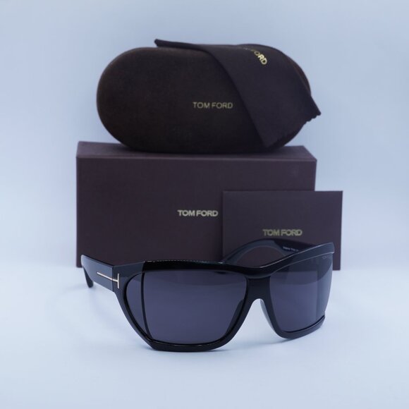 Tom Ford FT0402 01A Sedgewick Geometric Sunglasses - Shiny Black/Grey - Picture 5 of 10